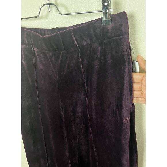 NWT Joe's Sz Medium Purple Aubergine Velvet Velour Wide Flare Pants Sweatpants - Picture 7 of 9